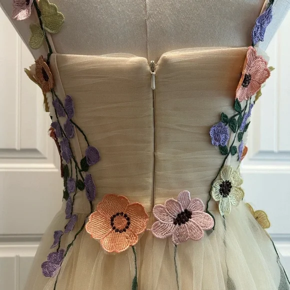 Floral Embellished Tulle Prom Gown - Picture 8 of 9